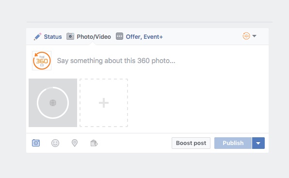Facebook's 360 icon and uploading status