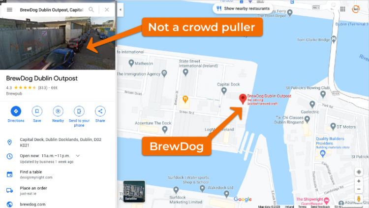 BrewDog Dublin Outpost on Google Maps (Before)